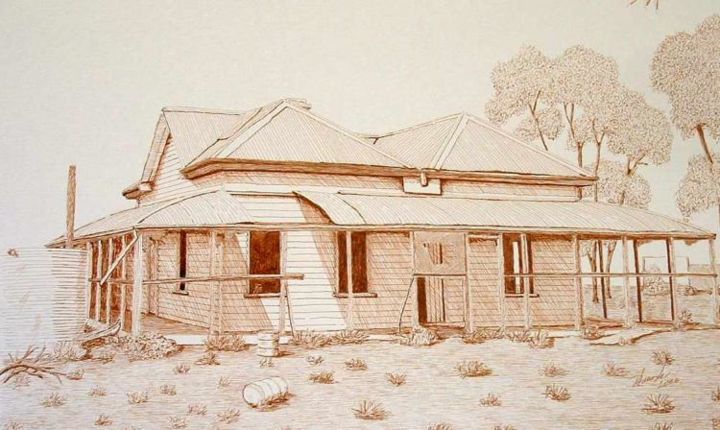 Desenho intitulada "Old Ardoch Homestea…" por Outback Sketch Artist, Obras de arte originais