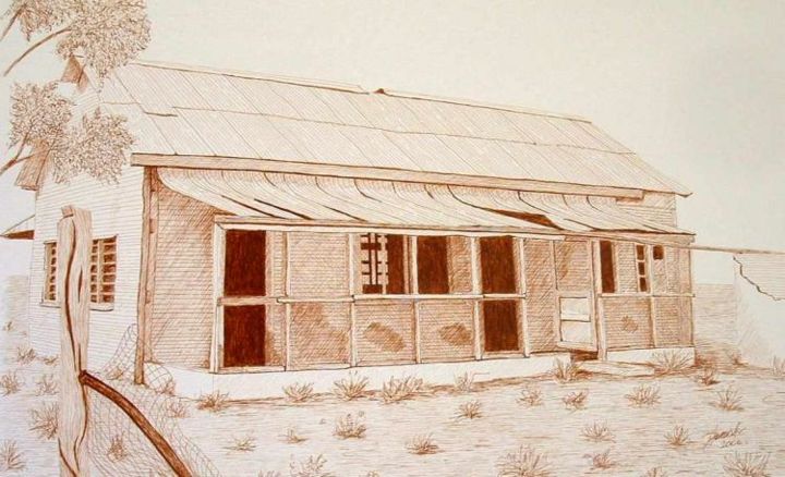 Desenho intitulada "Old Ardoch Quarters…" por Outback Sketch Artist, Obras de arte originais