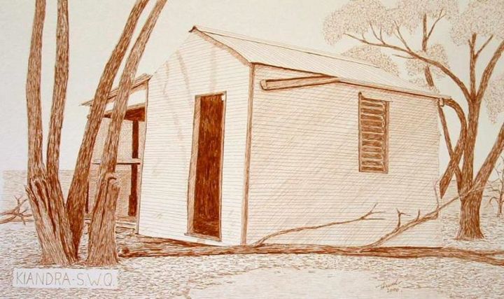 Desenho intitulada "Old Shed South West…" por Outback Sketch Artist, Obras de arte originais