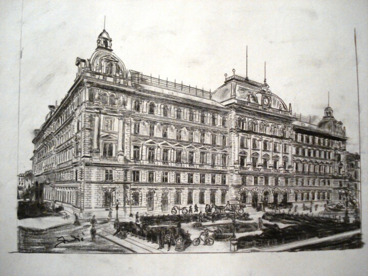 Drawing titled "Trieste - Palazzo d…" by Slavic Astulic, Original Artwork