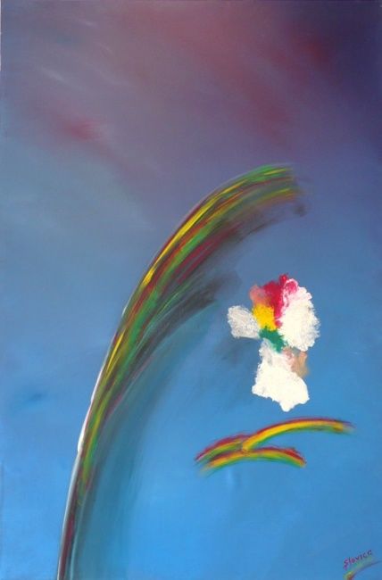 Peinture intitulée "Arc en ciel" par Slavica, Œuvre d'art originale, Huile