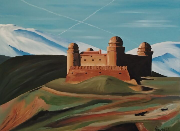 Painting titled "Castillo de La Cala…" by Irina Ibragimova, Original Artwork, Oil Mounted on Wood Stretcher frame