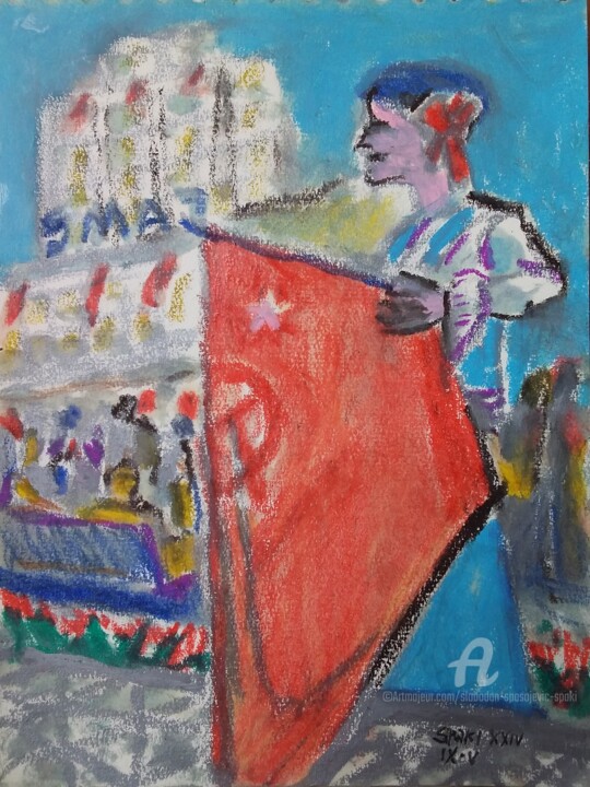 Painting titled "9mai,Journe de la v…" by Slobodan Spasojevic (Spaki), Original Artwork, Pigments