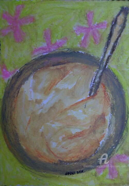 Pintura titulada "Un assiette de pole…" por Slobodan Spasojevic (Spaki), Obra de arte original, Pastel