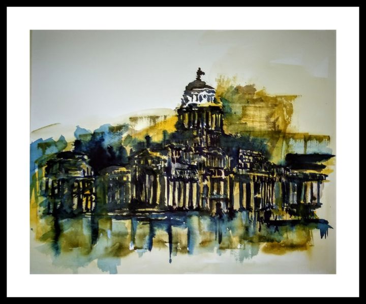 Painting titled "Palais de la justic…" by Benny Smet, Original Artwork, Watercolor