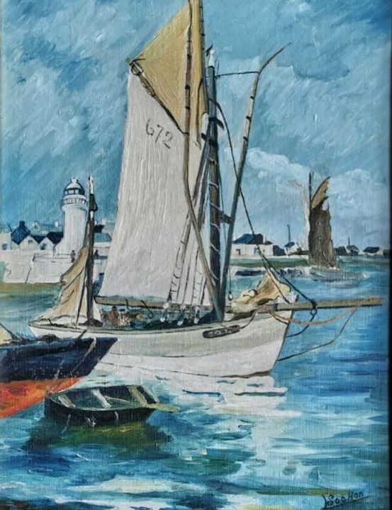 Peinture intitulée "Sortie en mer. Hs c…" par Sochon, Œuvre d'art originale, Huile