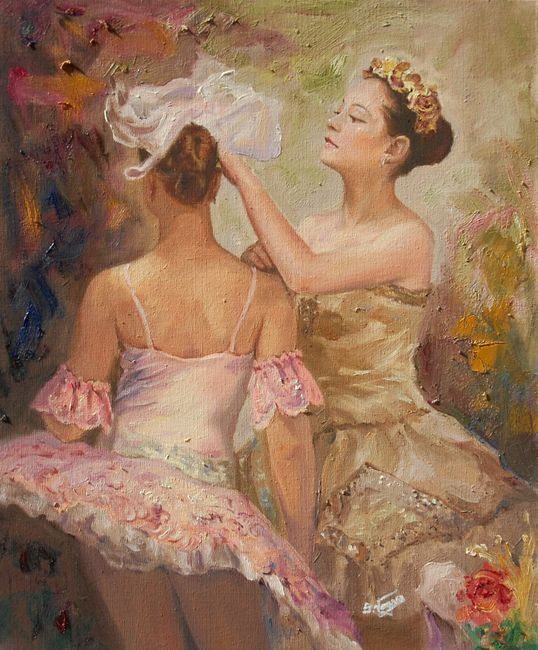 Schilderij getiteld "Deux Danseurs" door Sofia Vergara, Origineel Kunstwerk
