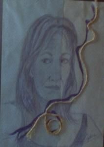 Desenho intitulada "Autorretrato" por Sofía Saredo, Obras de arte originais