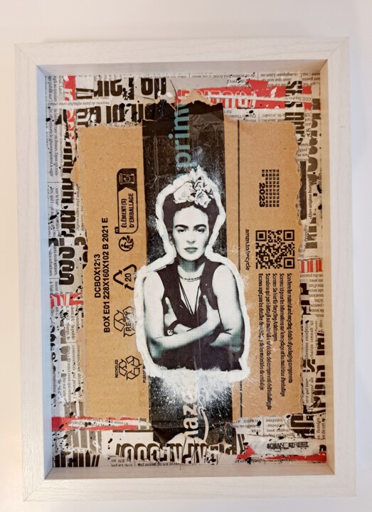Collages titulada "Frida Justify my lo…" por Sohan_street, Obra de arte original, Collages Montado en Panel de madera