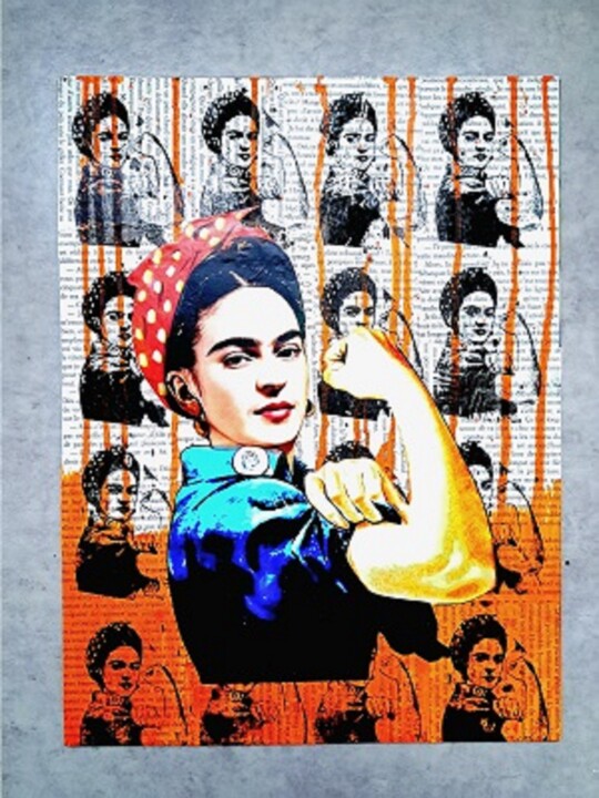 Collages titulada "FRIDA KHALO fuck th…" por Sohan_street, Obra de arte original, Collages Montado en Aluminio