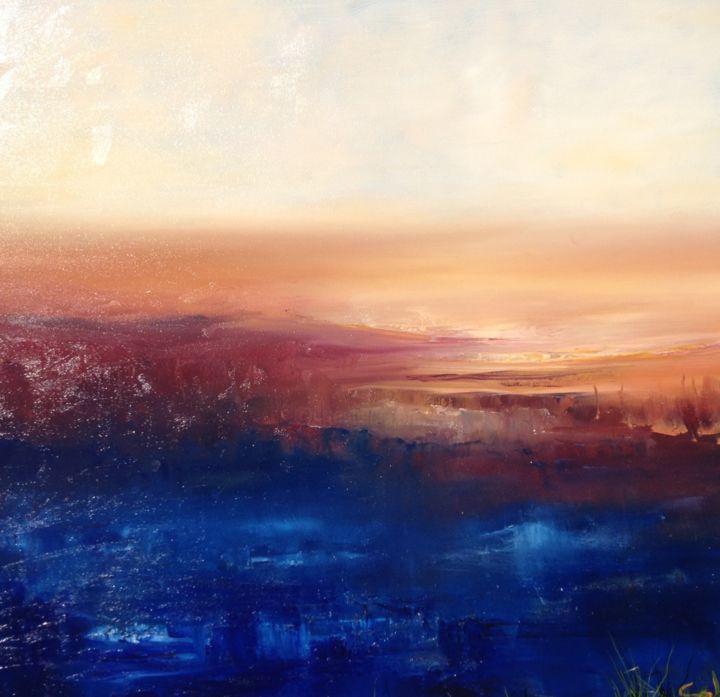 Peinture intitulée "Coucher de soleil" par Sola, Œuvre d'art originale, Huile