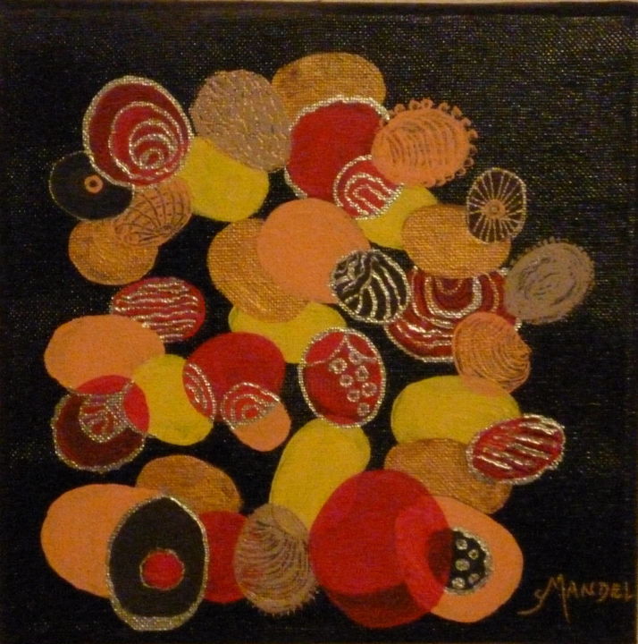 Painting titled "BULLES MULTICOLORES" by Sonia Mandel, Original Artwork, Acrylic
