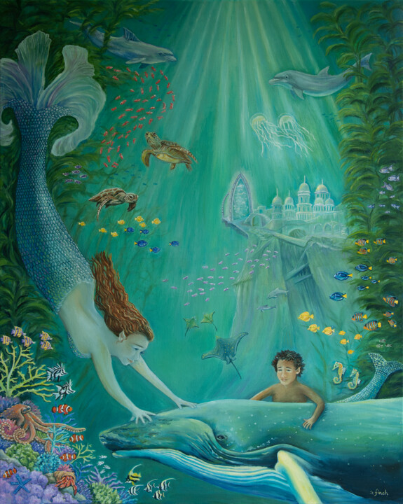 Pintura titulada "Beyond The Reef To…" por Sonia Finch, Obra de arte original, Oleo Montado en Bastidor de camilla de madera
