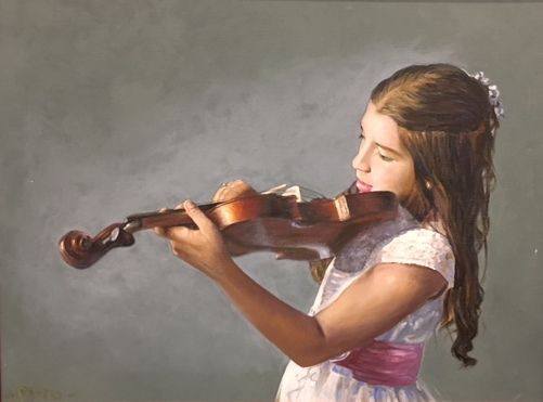 Malarstwo zatytułowany „Violinista” autorstwa Pino, Oryginalna praca, Olej