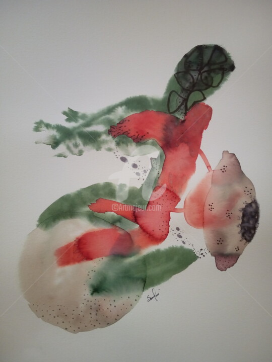 Painting titled "Jump 2 side" by Sónia Marcos, Original Artwork, Watercolor