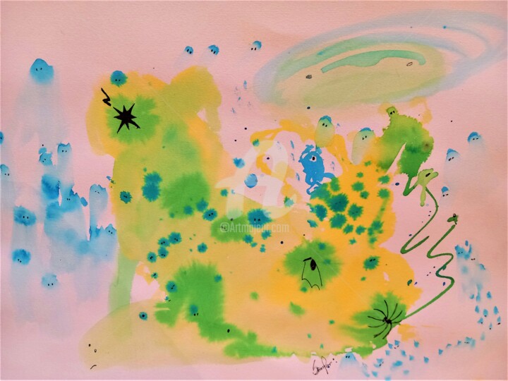 Painting titled "When Nature Solves" by Sónia Marcos, Original Artwork, Watercolor