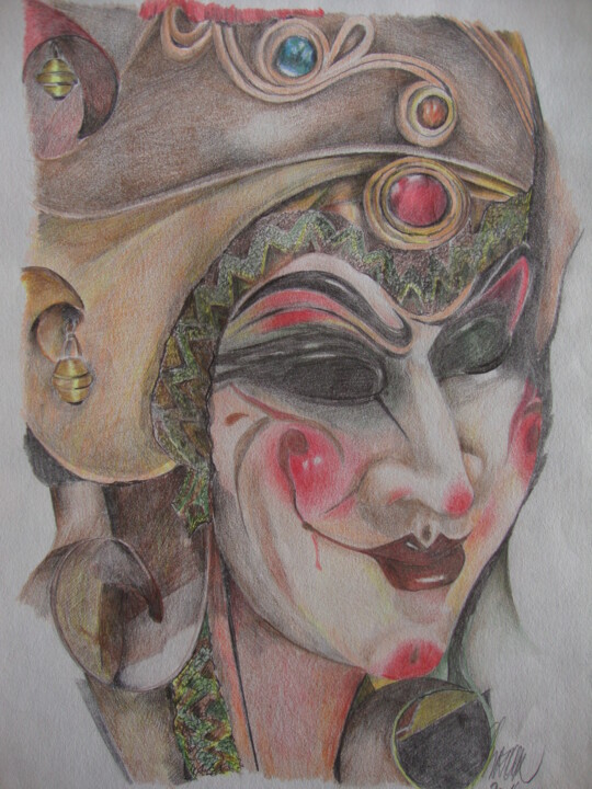 Drawing titled "MASK" by Sonja Brzak, Original Artwork, Pencil