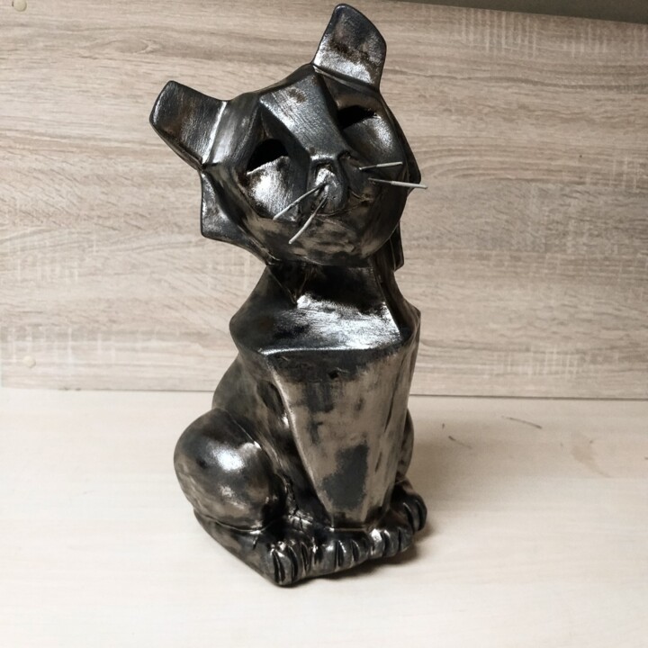 Skulptur mit dem Titel "CAT" von Sonja Brzak, Original-Kunstwerk, Keramik