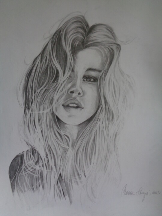 Drawing titled "EMA" by Sonja Brzak, Original Artwork, Pencil