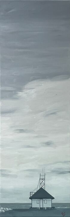 Painting titled "Ciel de plage" by Sophie Cousineau, Original Artwork, Oil