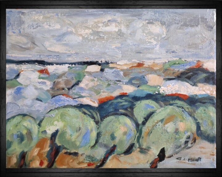 Peinture intitulée "paysage d'été" par Sophie Dumont, Œuvre d'art originale, Huile Monté sur Châssis en bois