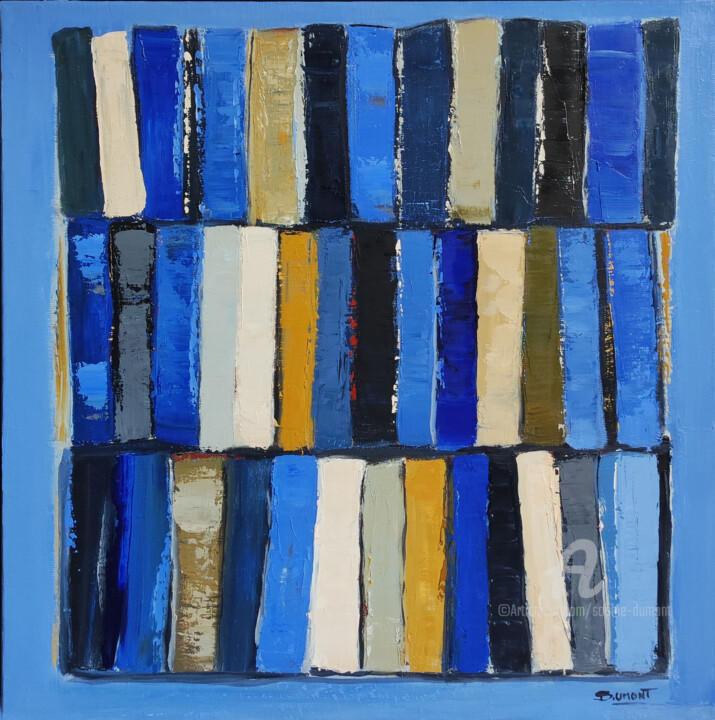 Peinture intitulée "Les mots bleus" par Sophie Dumont, Œuvre d'art originale, Huile Monté sur Châssis en bois