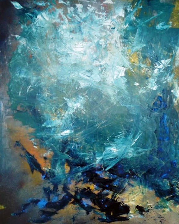 Peinture intitulée "Bleu Saphir" par Sophie Jourdain De Thieulloy, Œuvre d'art originale, Acrylique