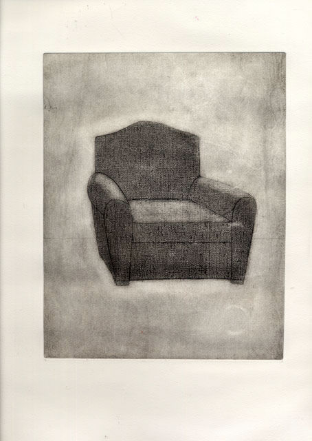 Printmaking titled "Blue Armchair" by Sophie Cordery, Original Artwork