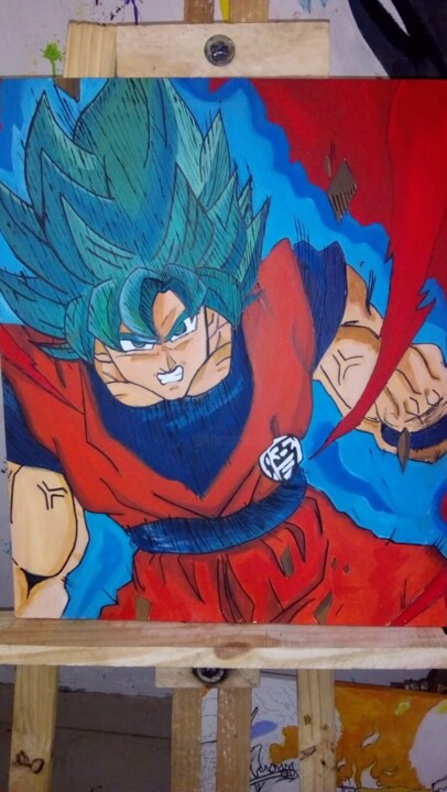 Blue Super Saiyan, Framed Acrylic Anime Painting