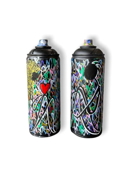Escultura intitulada "LOVE Spray Paint set" por Sos, Obras de arte originais, Acrílico
