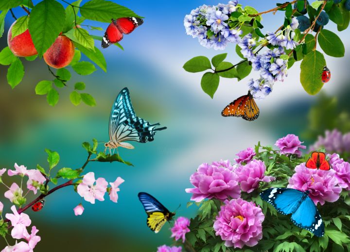 Download Holiday Of Life Butterflies Flowers Digital Arts By Radiy Bohem Artmajeur