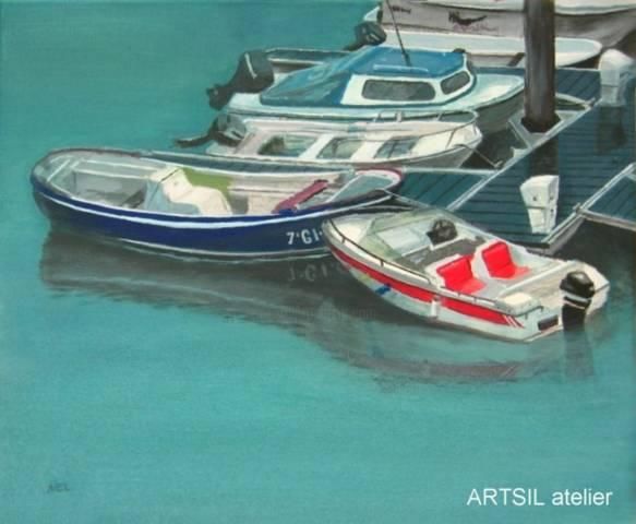 Pintura titulada "Barcas" por Spacio A, Obra de arte original