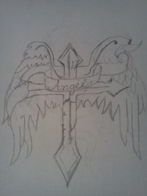 cross with angel wings clip art