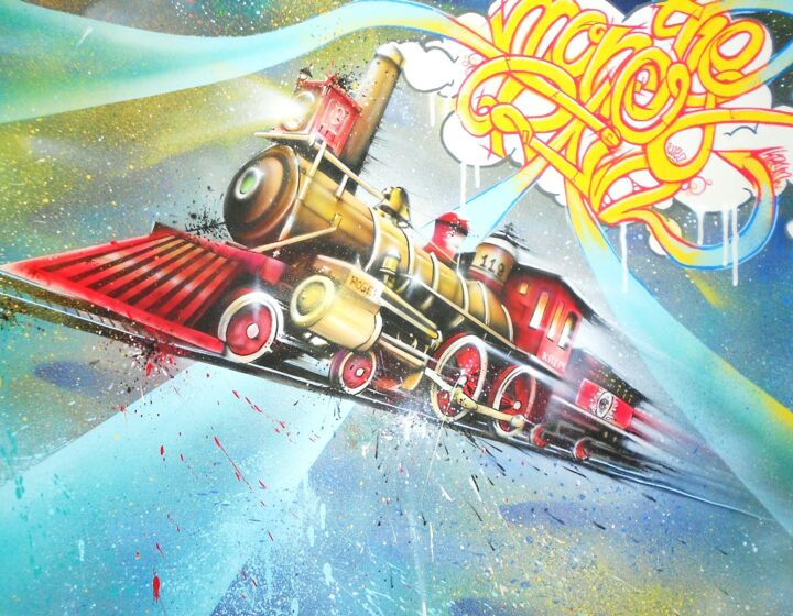 Pittura intitolato "Money train" da Krem, Opera d'arte originale, Spray