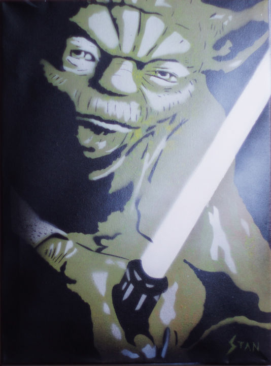 Pittura intitolato "Yoda" da Stan Spray Art, Opera d'arte originale, Spray