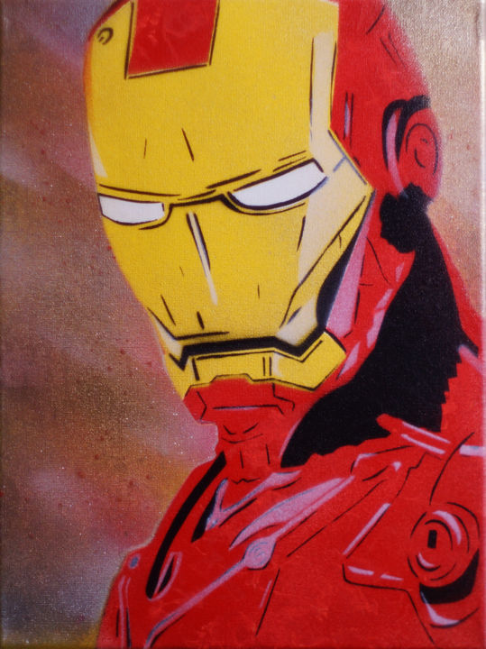 Pittura intitolato "Iron Man Spray" da Stan Spray Art, Opera d'arte originale, Spray