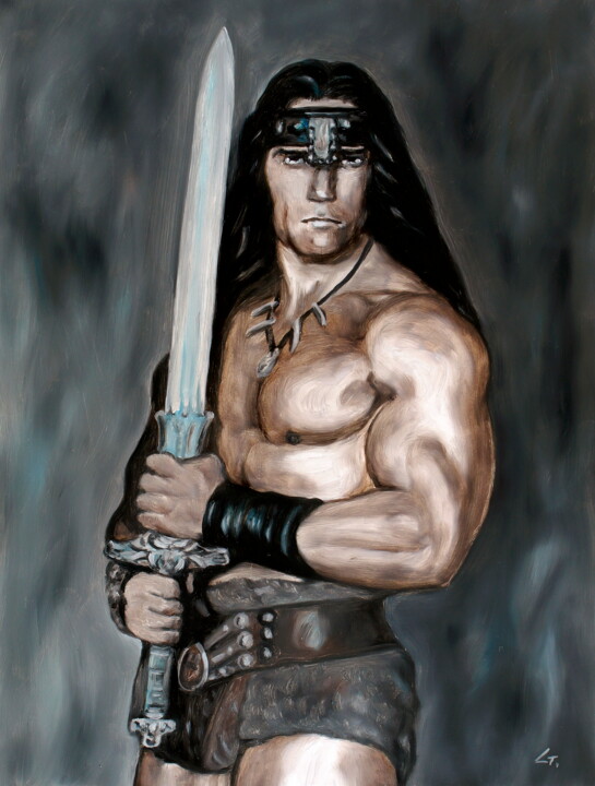 "Conan the Barbarian…" başlıklı Tablo Stanimir Stoykov tarafından, Orijinal sanat, Petrol