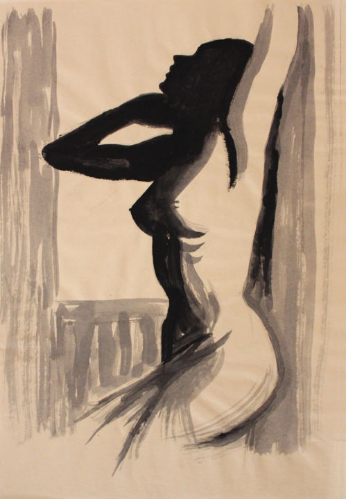 Drawing titled "Silhouette" by Stanislao, Original Artwork, Ink