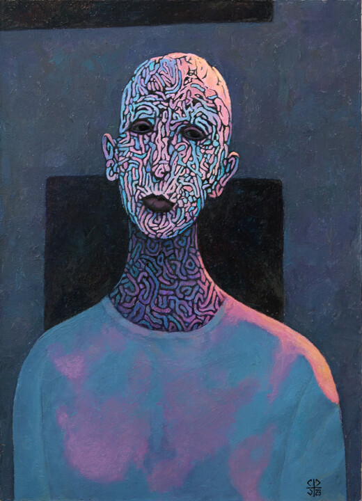 Painting titled "Strange man" by Stas Prokhortsev Stanislav Prokhortsev, Original Artwork, Oil