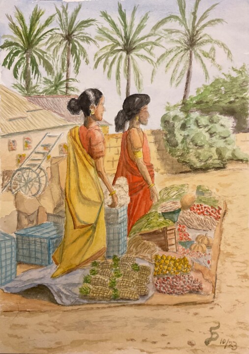 indian vegetable market paintings