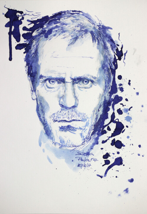 Pintura intitulada "Hugh Laurie 11 June" por Stella Polare, Obras de arte originais, Tinta