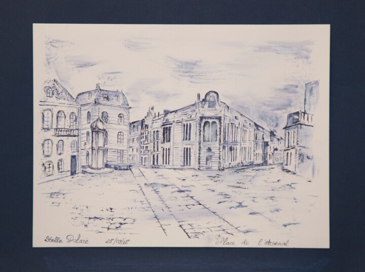 Dessin intitulée "Lille_Place_de_L'Ar…" par Stella Polare, Œuvre d'art originale, Encre