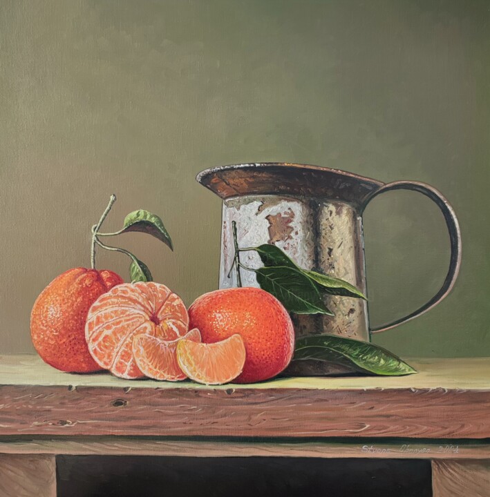 「Citrus Charm」というタイトルの絵画 Stepan Ohanyanによって, オリジナルのアートワーク, オイル ウッドストレッチャーフレームにマウント