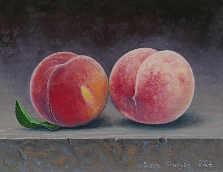 Painting titled "Juicy Pair" by Stepan Ohanyan, Original Artwork, Oil Mounted on Wood Stretcher frame
