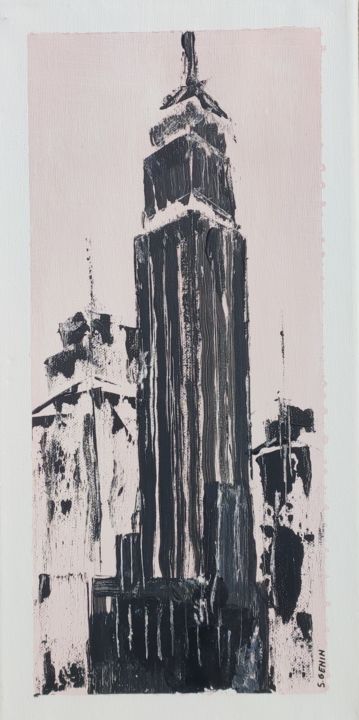 Malerei mit dem Titel "Building NY" von Stephane Genin, Original-Kunstwerk, Acryl Auf Keilrahmen aus Holz montiert