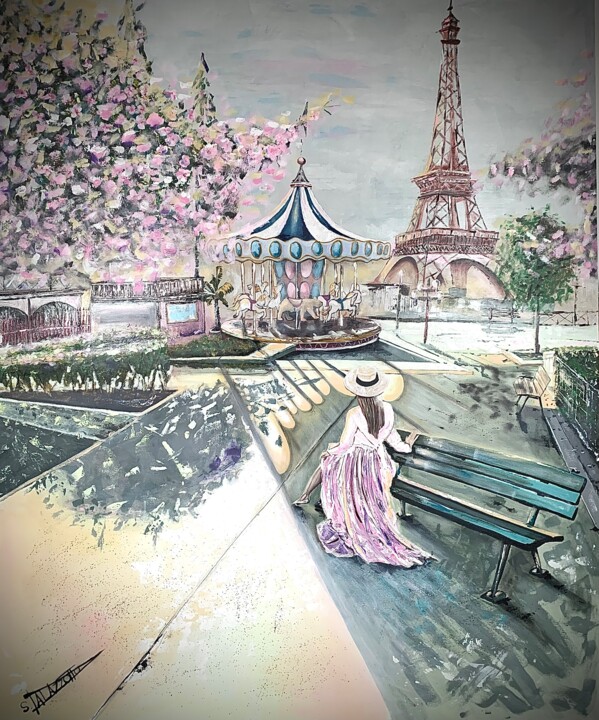 Malarstwo zatytułowany „Voyage en carrousel” autorstwa Stéphane Palazzotto, Oryginalna praca, Akryl Zamontowany na Drewniana…