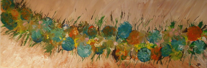 Painting titled "Floréal" by Stéphanie Beauvais, Original Artwork, Acrylic Mounted on Wood Stretcher frame