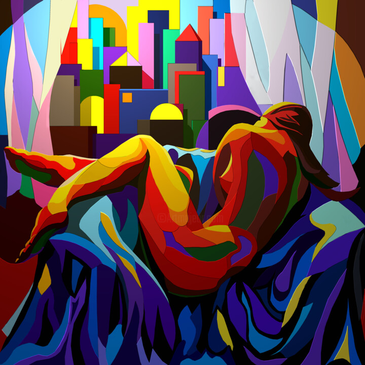 Digital Arts titled "RECLINING NUDE AT W…" by Stephen Conroy, Original Artwork, Digital Painting