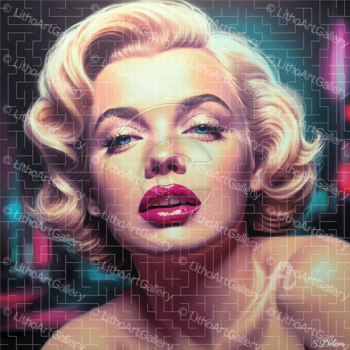Arte digitale intitolato "Portrait de Marilyn…" da Steve Deleris, Opera d'arte originale, Pittura digitale Montato su Telaio…