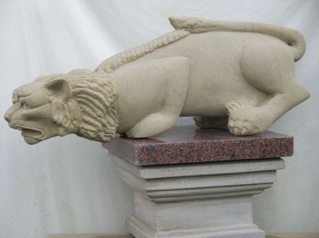 Escultura titulada "Cat on Column" por Stonecarver, Obra de arte original, Piedra